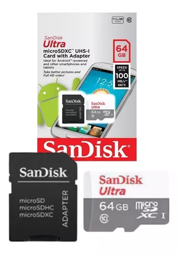 Micro SDHC Sandisk c/ Adaptador - 64GB - 100MB/s