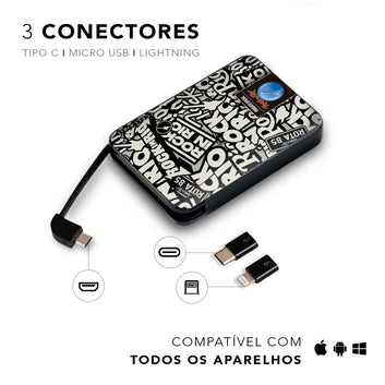 Power Bank Rock in Rio 10.000  C/ Cabo Stickers Pb